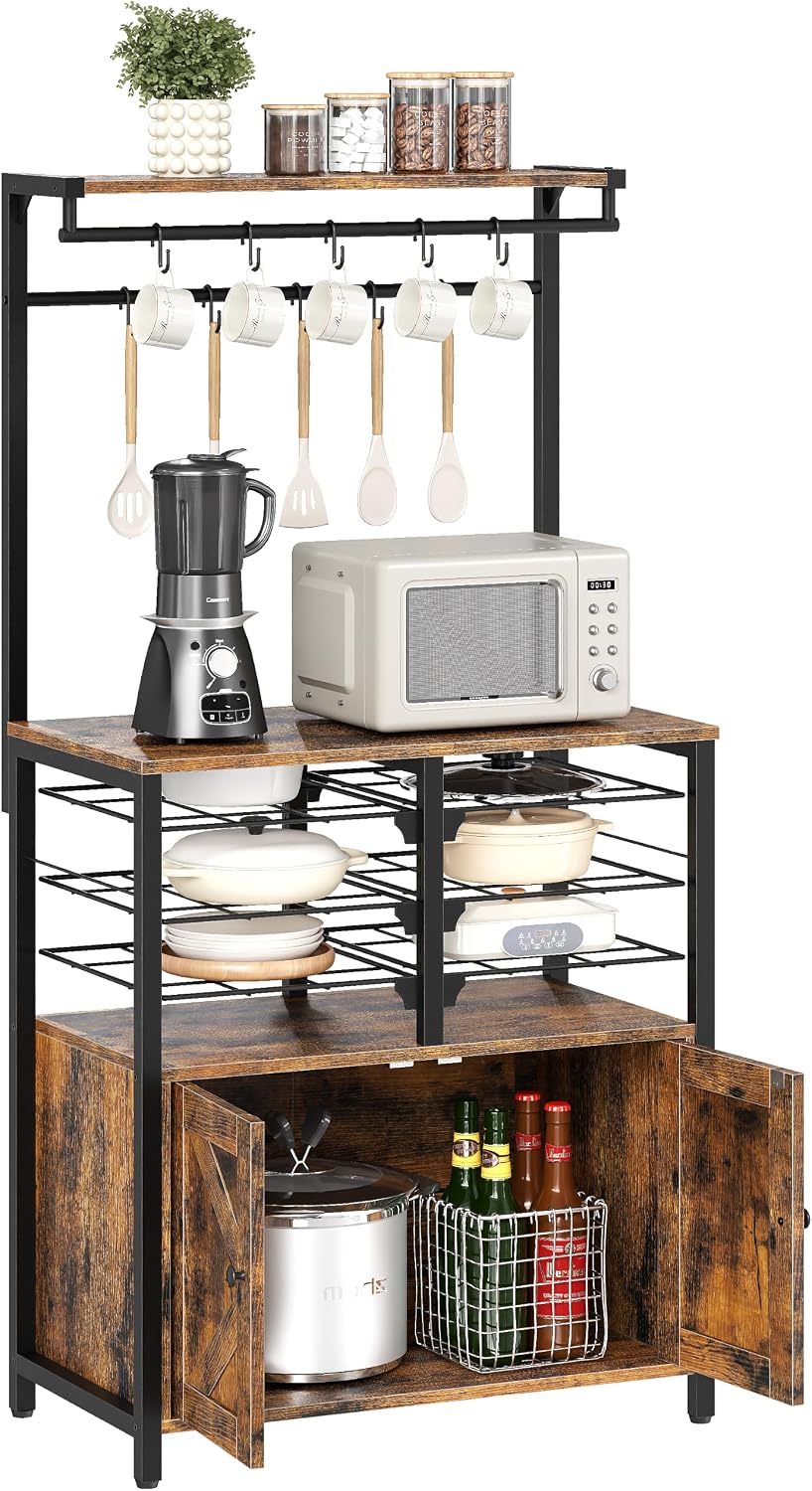 CHOEZON Kitchen Bakers Rack, Pot and Pan Organizer, Microwave Stand Cabinet
