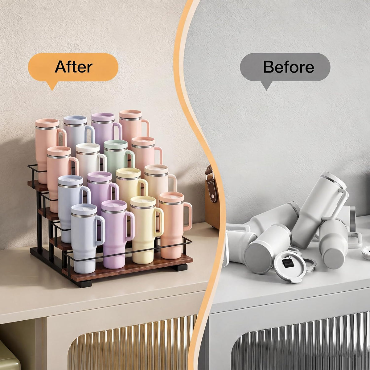 4-Tier Water Bottle Rack for 16 Stanley 40 oz Tumblers
