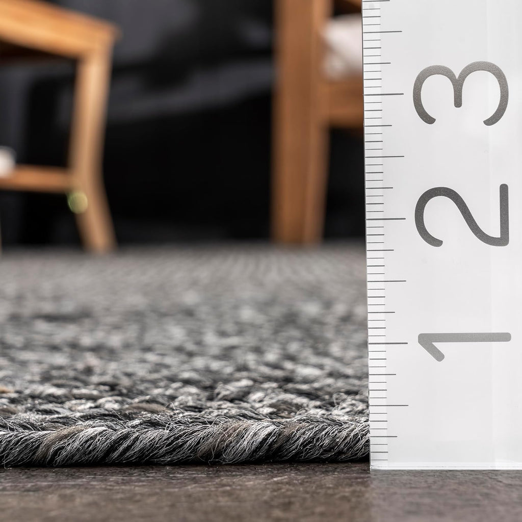nuLOOM Wynn Charcoal Solid Power Loomed Indoor/Outdoor Runner Rug, 2' x 12'