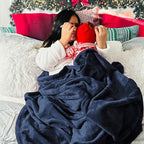 Bedsure GentleSoft Fleece Blanket Twin Size Navy Blue - Image 6
