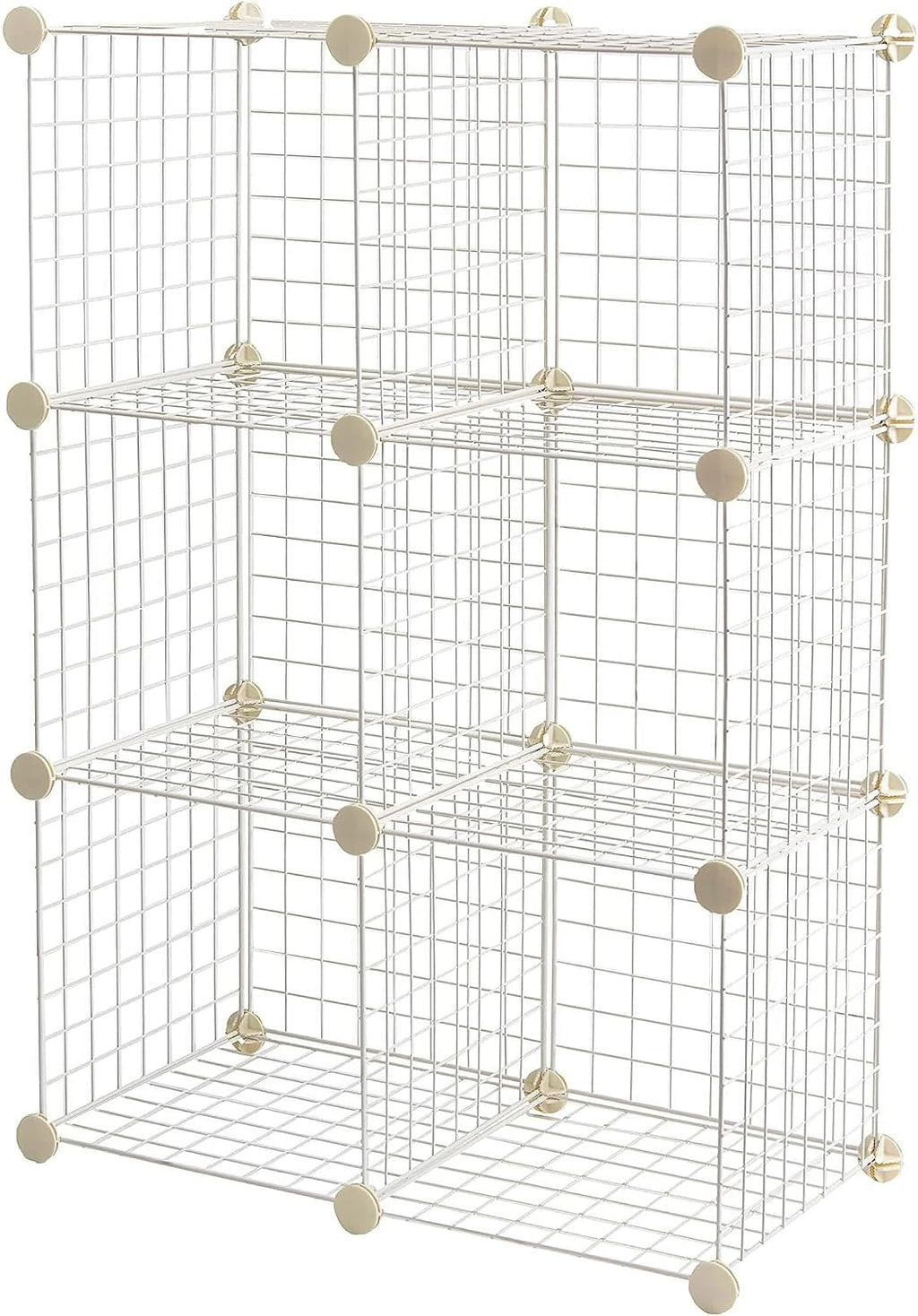 Amazon Basics 6-Cube Wire Grid Stackable Storage Organizer, Metal Shelving Unit, No-Tool Assembly, 26"W x 38"H x 12.6"D, Black