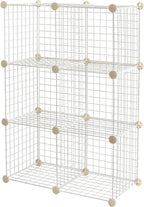 Amazon Basics 6-Cube Wire Grid Stackable Storage Organizer, Metal Shelving Unit, No-Tool Assembly, 26"W x 38"H x 12.6"D, Black