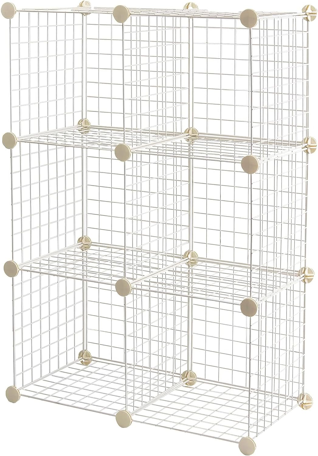 Amazon Basics 6-Cube Wire Grid Stackable Storage Organizer, Metal Shelving Unit, No-Tool Assembly, 26"W x 38"H x 12.6"D, Black