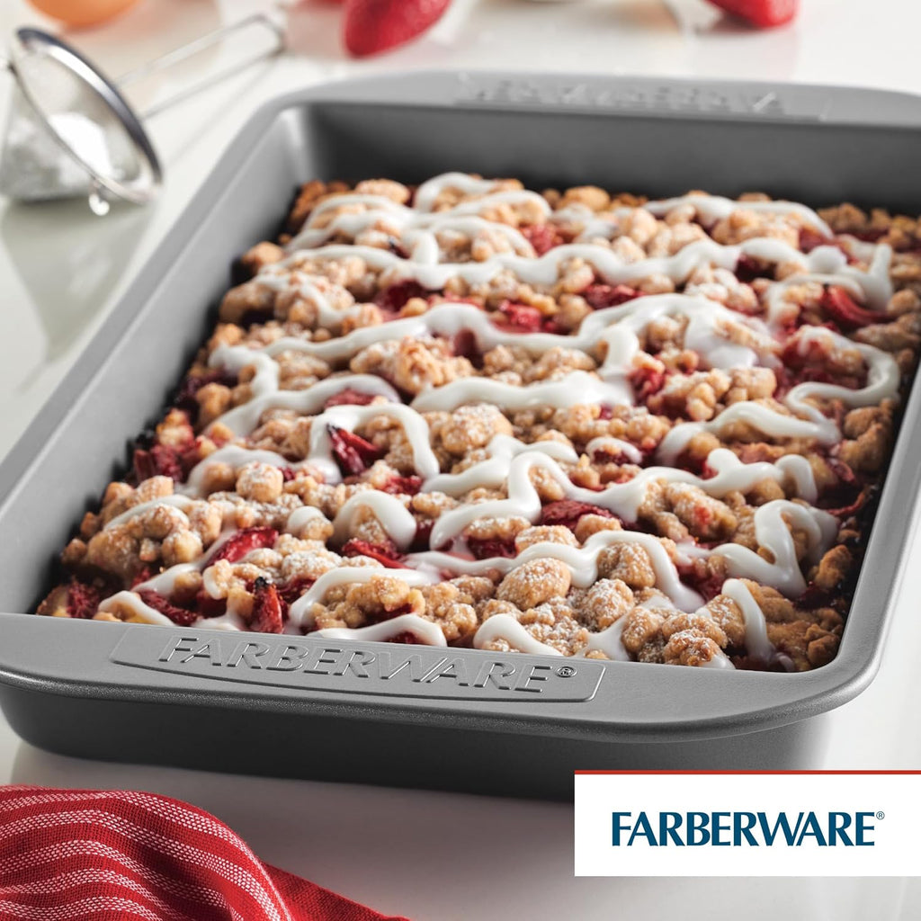 Farberware Nonstick Bakeware 9-Inch x 13-Inch Rectangular Cake Pan, Gray