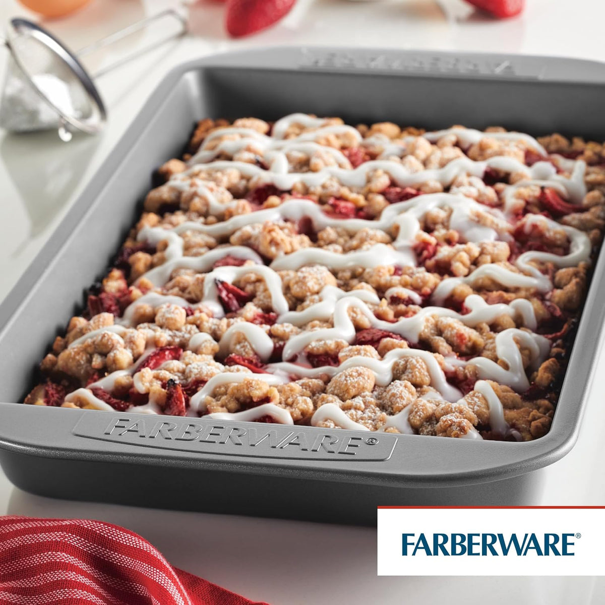 Farberware Nonstick Bakeware 9-Inch x 13-Inch Rectangular Cake Pan, Gray