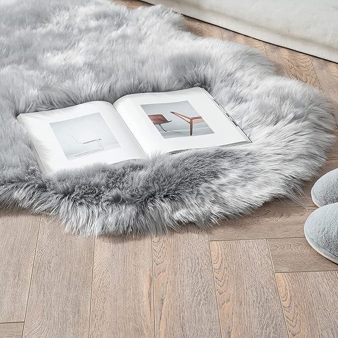 ORINOVA Light Gray Washable Fuzzy Fur Runner Rugs - Image 8
