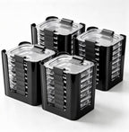 Food Container Lid Organizer for Rubbermaid Brilliance Lid, 3-Piece Lid Organizers for Cabinet, Holds 24 Snap-On Lids, Stackable Kitchen Cabinet Organizer for 0.5, 1.3, 3.2 & 4.7 Cup Lids, Black
