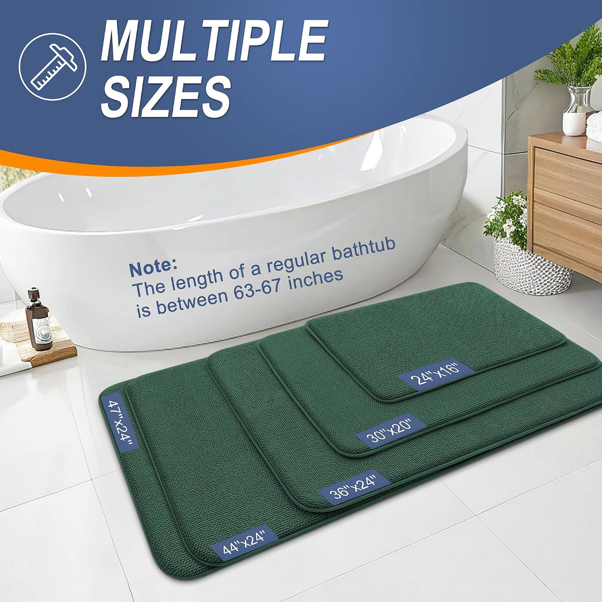OLANLY Memory Foam Small Bathroom Rugs 24x16, Absorbent Mat, Blackish Green