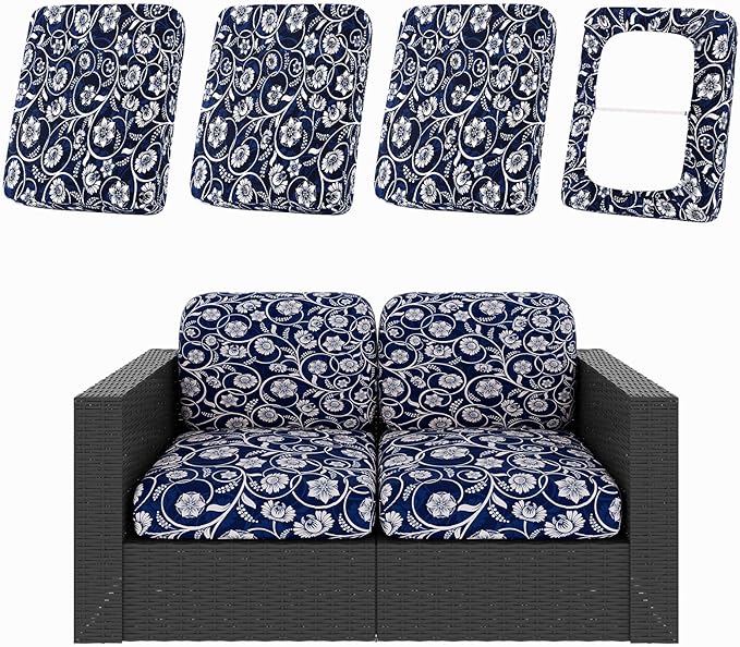 hyha 4Pcs Patio Cushion Covers, Stretch Outdoor Couch Cushion Covers Replacement by hyha