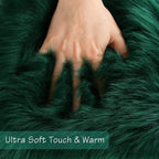 duduta Emerald Green Faux Sheepskin Throw Rug 2x3 ft, Fluffy Shag Small Bedside - Image 4