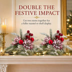 2 Pack Christmas Bouquet Red Winter Artificial Flowers Xmas Decor