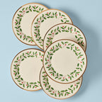 Lenox Holiday Porcelain Christmas Dinner Plate Set for 6