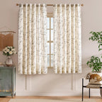 Lazzzy Linen Farmhouse Curtains Grey Floral Curtains 63 Inch Long Back Tab - Image 2