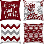 Hexagram Geometric Burgundy Pillow Covers 16x16 Set of 4, Decorative Outdoor by Hexagram