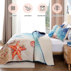 weigelia Coastal Quilt Queen Size, Beach Lightweight Summer Bedding