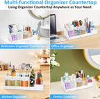 Bathroom Counter Organizer, Large White Silicone Toothbrush Holders for Bathrooms with 3PCS Qtip Holder, Bathroom Organizer Countertop Toothbrush and Toothpaste Holder for Makeup Organizer for Vanity
