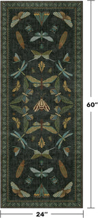 Hazo Haus Dark Green Insect 2x5 Bathroom Runner Rug - Image 2