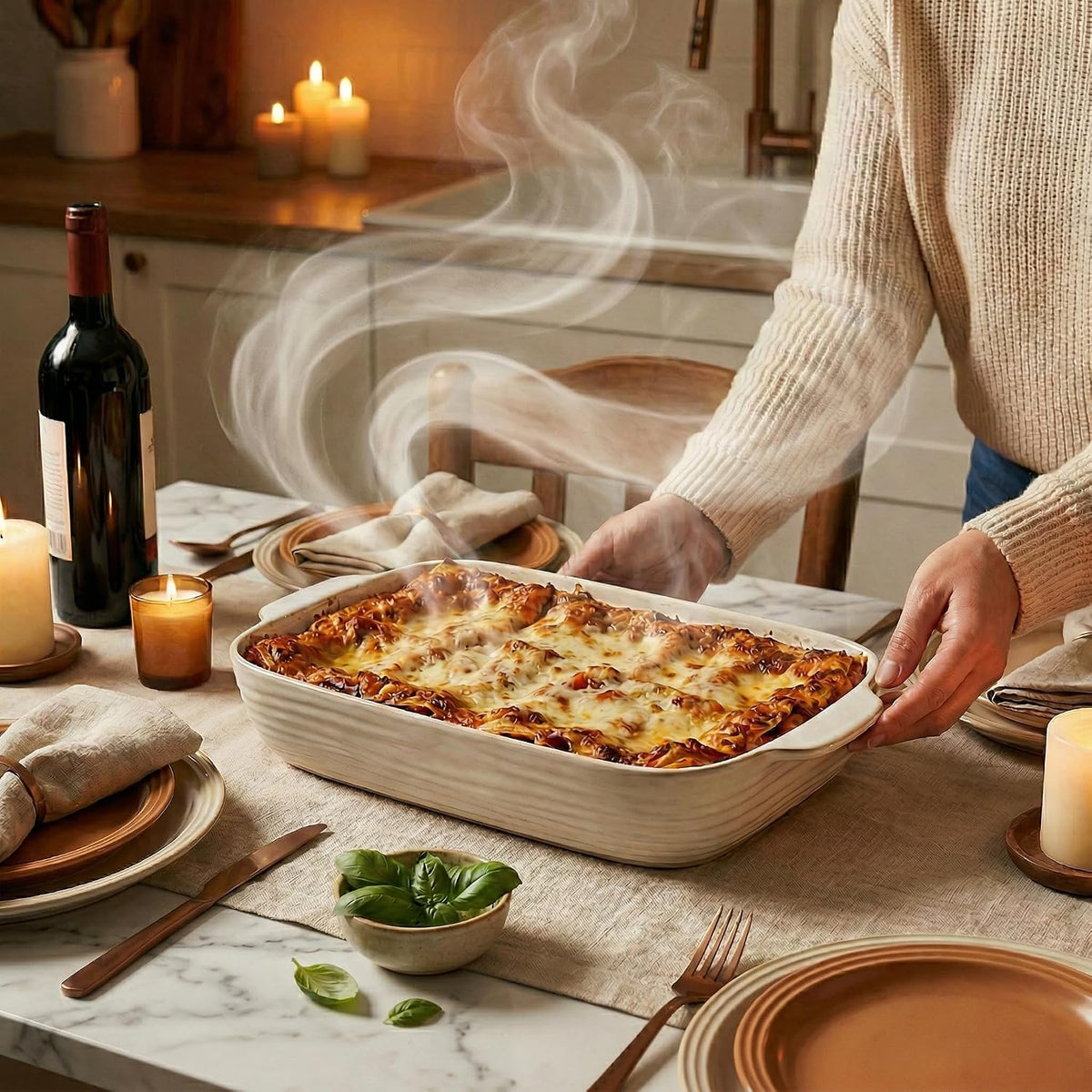 Casserole Dishes for Oven, Baking Dish Set of 3, 12.9"/10.8"/8.4"