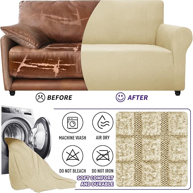ZNSAYOTX Super Stretch Couch Cover Love Seat Sofa Covers - Image 7