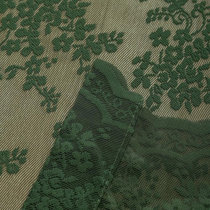 YJ YANJUN Vintage Lace Curtains 72 Inches Long-Victorian Floral Pattern Dark - Image 6