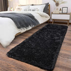 Soft Runner Rugs for Bedroom Hallways, 2 Packs 2x6 Black Fluffy Shag Throw Area - Image 8