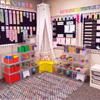 10 Pack Clear Stackable Storage Bins with Front Door, Classroom