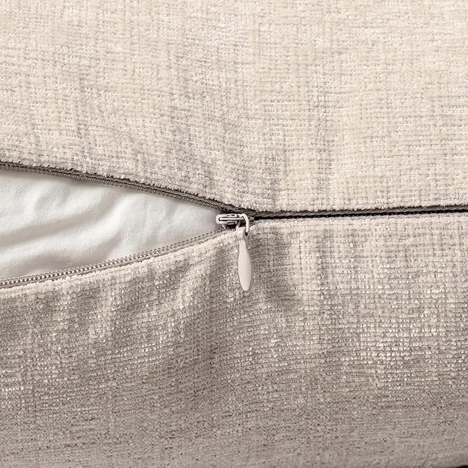 MIULEE Pack of 2 Couch Throw Pillow Covers 18x18 Inch Soft Light Brown Chenille - Image 3