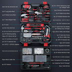 OLIXIS 330 Piece Home Repair Tool Kit with Pull-Out Drawer, Carbon & Cr-V Steel Tool Box, Complete Homeowners Repair Kit for DIY & Auto Maintenance for Home, Black-Red
