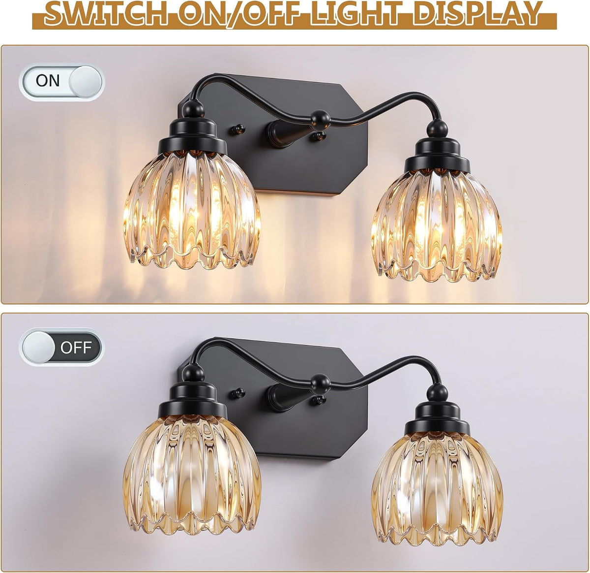 Vintage Vanity Lights, 2‑Light Antique Matte Black Finish