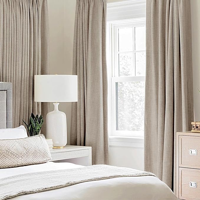 MIULEE Linen Textured Curtains Solid 100% Blackout - Image 2