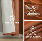 Yakamok Burnt Orange Linen Curtains 100% Blackout 90 Inches Long, Room - Image 6