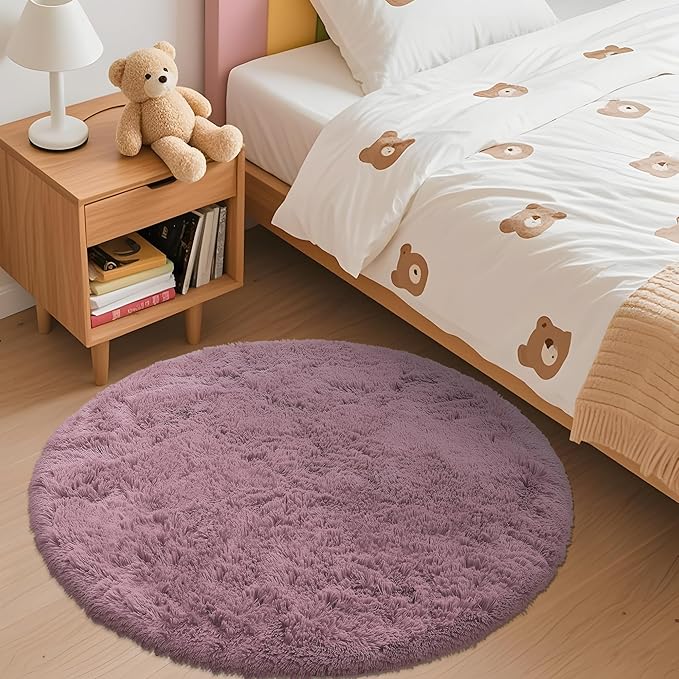 OLANLY Blush Round Rugs for Bedroom - Image 3