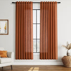 Nanspring Rust Linen Curtains for Living Room 72 Inches Long Light Filtering by Nanspring