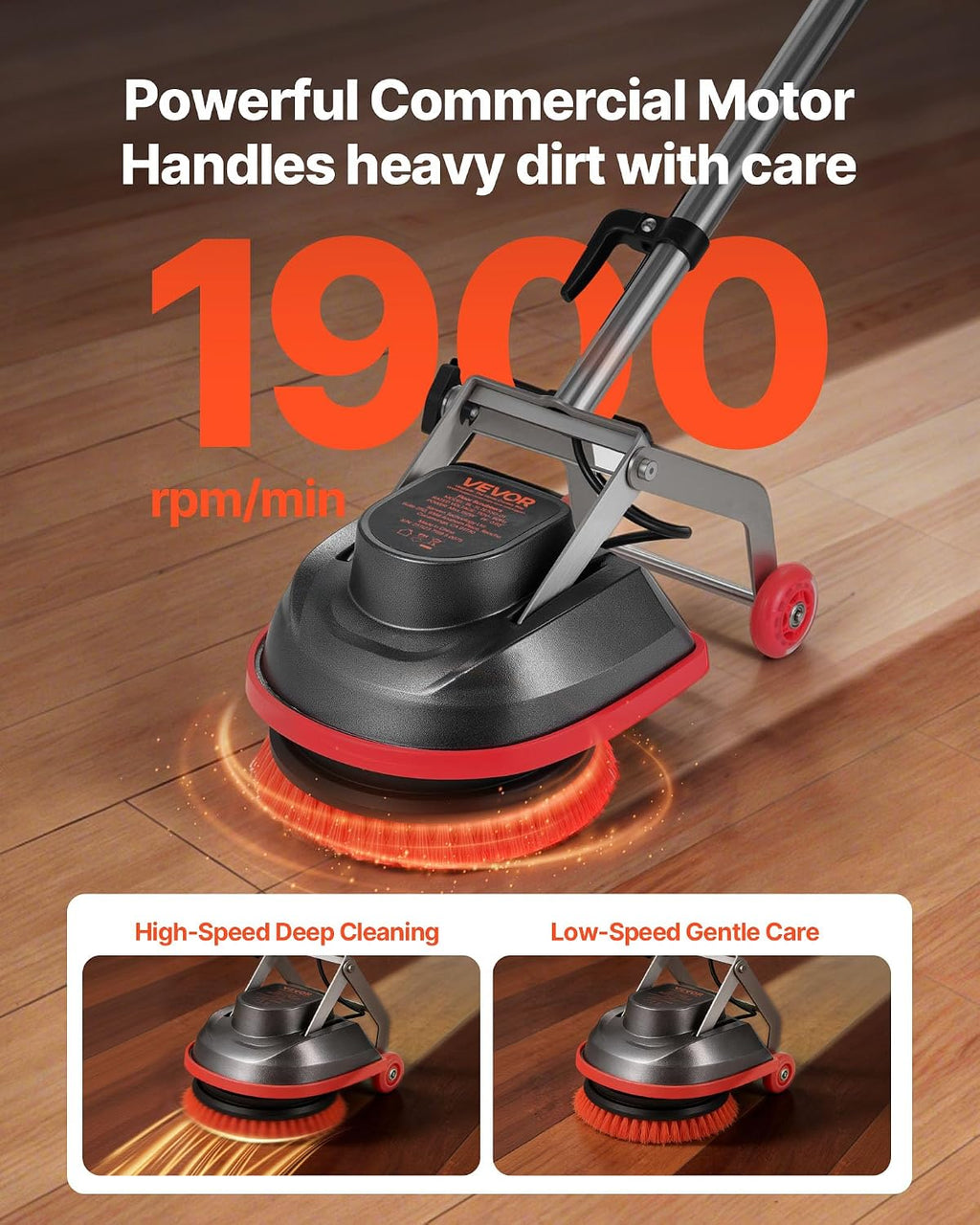 VEVOR Floor Scrubber Machine, 13" Heavy Duty Floor Cleaner Polisher