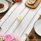 Artoid Mode White Rustic Cotton Linen Table Runner 13x72 Inch