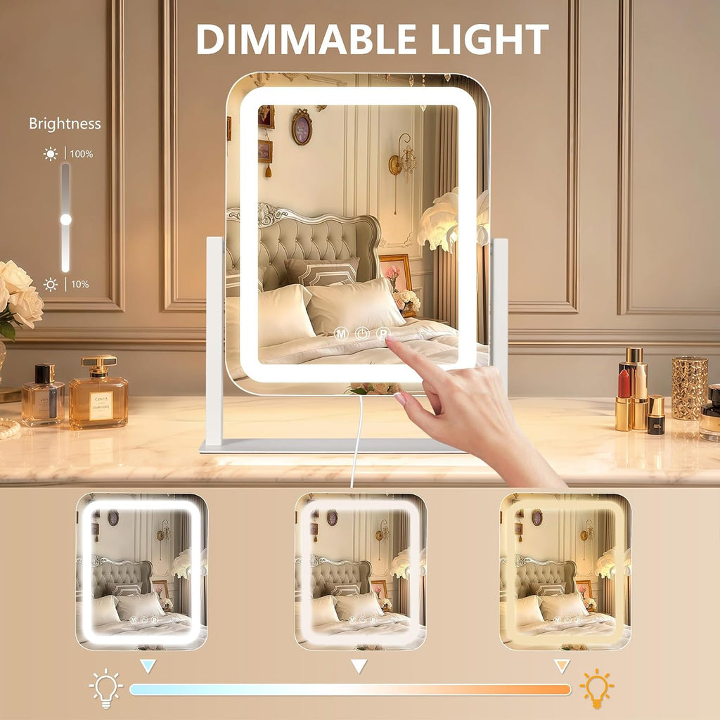 Ratsamee Rechargeable Vanity Mirror, 8000mAh 13"×15" Makeup Mirror