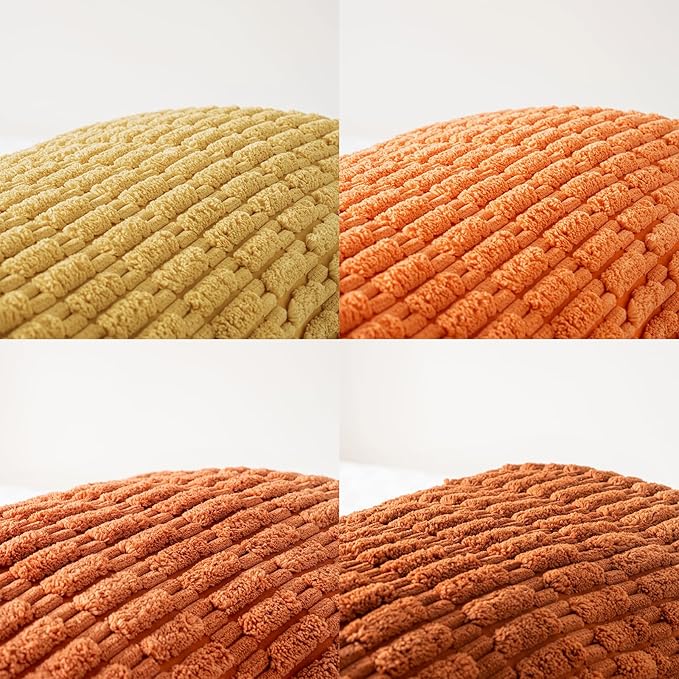 Fancy Homi Set of 4 Burnt Orange Fall Long Lumbar Rectangle Decorative Throw - Image 4