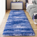Soft Runner Rugs for Bedroom Hallways, 2x6 Abstract Blue White Fluffy Shag by Ailyei