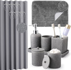 XLHOMO Resin Beige Bathroom Set, 6 Pcs Bath Decor and Accessories Sets