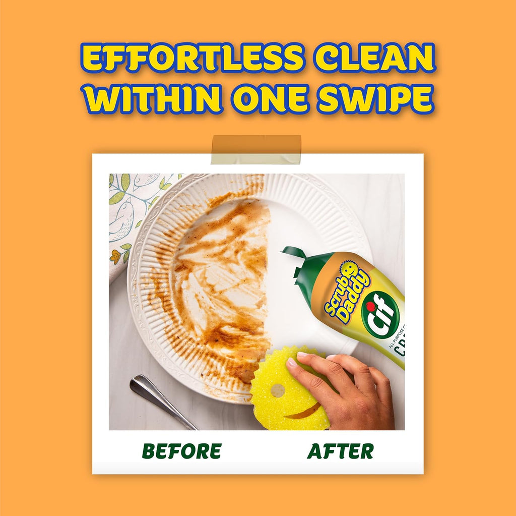 Scrub Daddy Cif Cream All Purpose Cleaner, Lemon - Multi Surface Household Cleaning Cream for Glass, Chrome, Granite, Sink, Gold, Marble & Countertops - 3 Pack (16.9 Oz Each)
