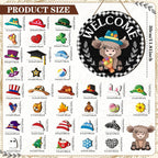 Vicenpal 35 Pcs Fall Interchangeable Highland Cow Welcome Sign, Plaid