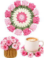 Crochet Flower Bouquet Coasters, Cotton Tulip Gifts for Home Decor 1Pc
