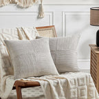 Fancy Homi 2 Packs Neutral Grey Decorative Throw Pillow Covers 22x22 Inch by Fancy+Homi