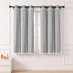 INLINAS Blackout Curtains with Sheer Overlay, Light Grey, 37x72 Inches
