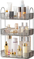 Akinbas 3 Tier Bathroom Organizer Countertop Makeup Perfume Tray Skincare Organizer for Bathroom Dresser Vanity (Grey)