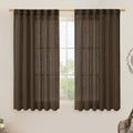 LAMIT Dark Brown Linen Curtains 54 Inch Length 2 Panels, Light Filtering Panels by LAMIT