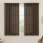 LAMIT Dark Brown Linen Curtains 54 Inch Length 2 Panels, Light Filtering Panels by LAMIT