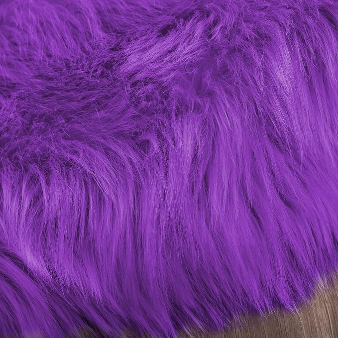 Latepis Round Fluffy Rug 5ft Purple Circle Rugs - Image 7
