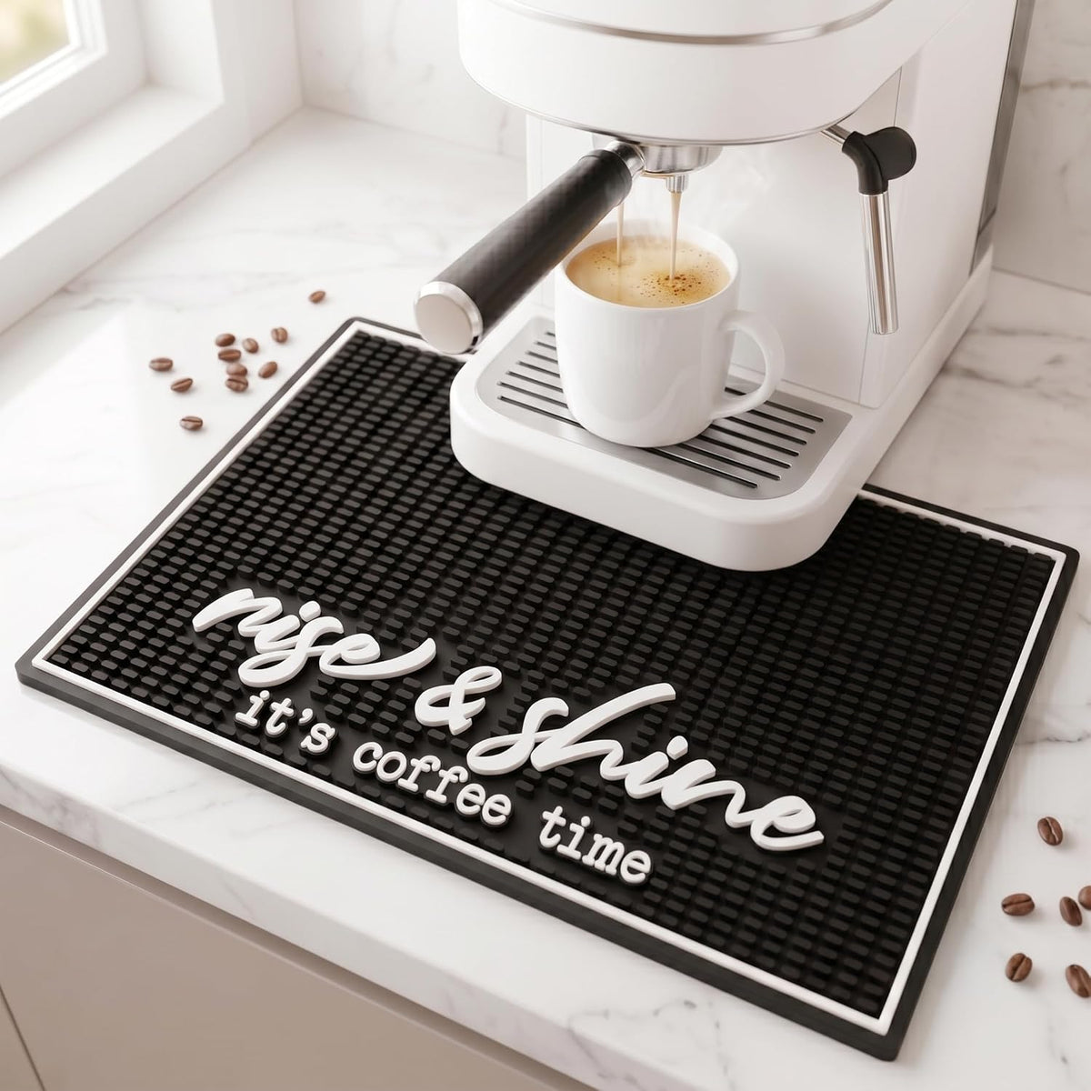 Coffee Bar Mat, Rise and Shine - Coffee Bar Accessories, Station, 18x12
