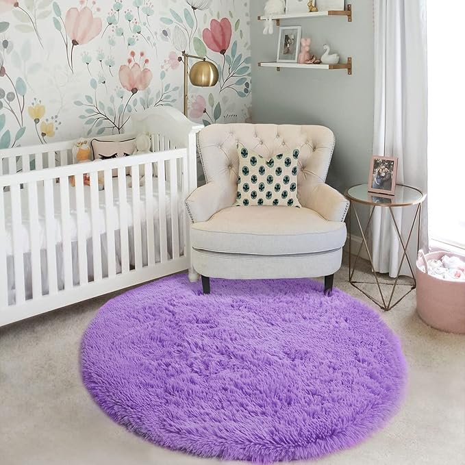 Amdrebio Purple Round Circle Rugs 6Ft - Image 5